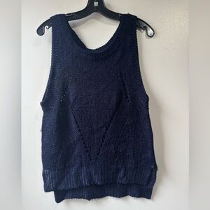 Fine Collection Navy Knit Top